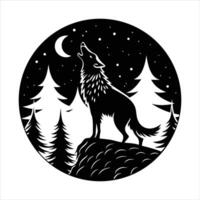 dog is howling at the moon vector