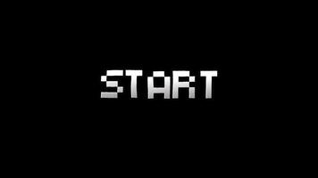 animation Start 8-bit pixel text with glitch effect.animated start text for opening intro with glitch distortion effect video