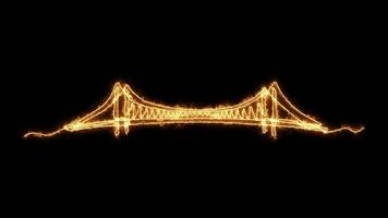 Abstract Bridge, Self drawing animation one continuous line draw, logo. Blazing flame, energy, fire video