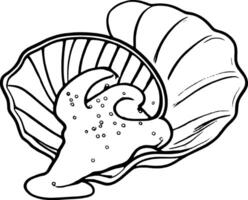 Stylized Open Seashell with Yellow Filling and Colorful Sprinkles on vector