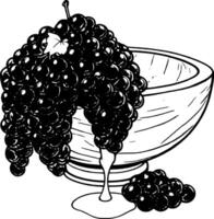 Purple Grapes Cascading Into Wooden Bowl With Juice Drip Isolated On Cartoon S vector