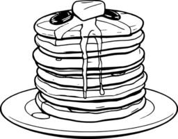 Stack Of Golden Pancakes With Butter And Syrup On A White Plate Isolated Style vector