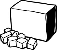 Block Of Butter With Cubed Pieces Simple Line Art Illustration vector