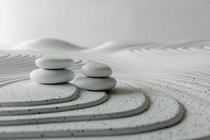 Two white stones sitting on top of a white sand photo
