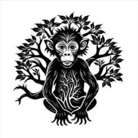Monkey On Tree vector