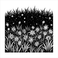 field of grass covered in tiny white frost vector