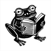 Frog Reading Book vector