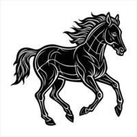 neon glow running horse vector