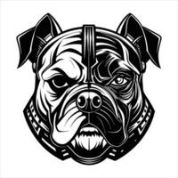 cyborg bulldog robotic half face vector