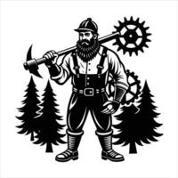 lumberjack with mechanical axe vector