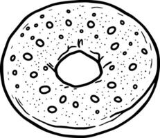 A Simple Line Drawing Of A Delicious Round Bagel vector