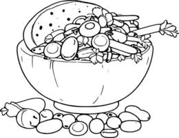 Bowl Overflowing With Sliced Carrots Celery And Herbs With Some Spilled On The Surface vector