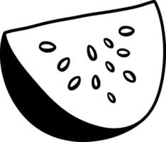 Simple Line Drawing Of A Watermelon Slice With Seeds vector