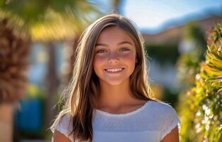 A young girl smiles for the camera photo