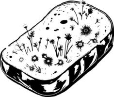 Slice Of Bread With Colorful Floral Arrangement Growing Inside Artistic Illustration vector