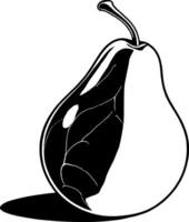 Elegant Pear Illustration with Black White and Gold Accents on a Clean vector