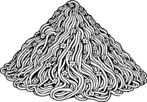 Stylized Mountain Made of Flowing Lines Adorned with Small Flowers on a vector