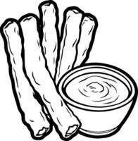 Simple Line Drawing Of A Rolled Pastry Sweet Treat vector