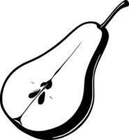 Sliced Yellow Pear Fruit With Seeds And Stem Isolated On A Detailed Close-Up vector