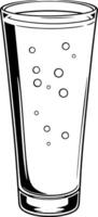 Tall Glass Filled With Sparkling Beverage Bubbles Visible vector