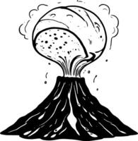 Stylized Volcanic Eruption With Lava Flowing Down The Mountain Side Black And Yellow vector