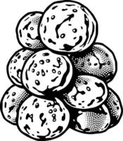A Cluster Of Round Textured Objects In Black And White Illustration vector