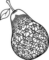Stylized Pear Illustration With Floral Pattern On Minimalist Design vector