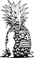 Stylized Pineapple With Angry Face And Dripping Yellow Liquid On A vector
