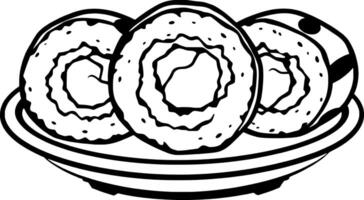 A Bowl Of Noodles With Chopsticks A Simple Line Drawing Illustration vector