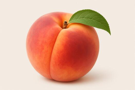 A peach with a leaf on it photo