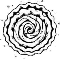 Abstract Circular Design With Swirling Center And Decorative Border In Black And White vector