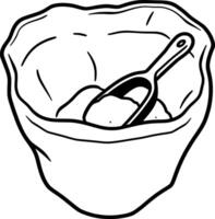 A Simple Line Drawing Of A Scoop In A Bag Of Flour vector