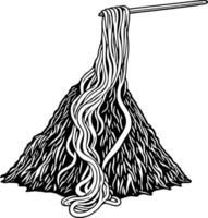 Stylized Noodles Held By Chopsticks Over A Mountain Of Noodles On A vector