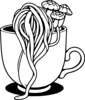 Whimsical Cup Overflowing With Colorful Strands And Fungi Against A vector