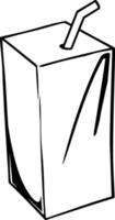 Simple Line Drawing Of A Carton With A Straw vector