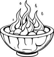 Golden Flames Rising From a Decorative Bowl Cartoon Style Isolated on vector