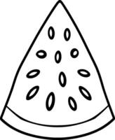 Simple Line Drawing Of A Watermelon Slice Seeds Included vector