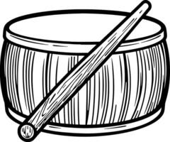 Simple Line Drawing Of A Wooden Drum And Stick vector