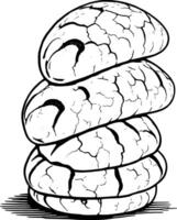 Stack Of Four Delicious Cracked Cookies With Chocolate Centers On A vector