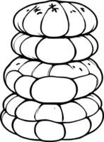 Stacked Pattypan Squashes Black Outline Drawing Of Four White Summer Squash On vector