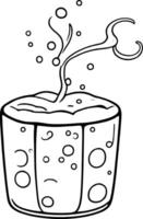 Bubbling Potion In Simple Glass Container With Wisp And Floating Spheres Outline Style Drawing vector
