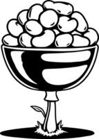Purple Beans In Elegant Glass Bowl With Stem And Leaf On Illustration vector