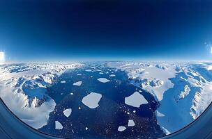 Aerial View Of Antarctic Mountains And Icebergs photo