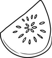 Simple Line Drawing Of A Watermelon Slice Seeds Visible vector