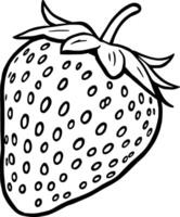 A strawberry is drawn in black and white vector