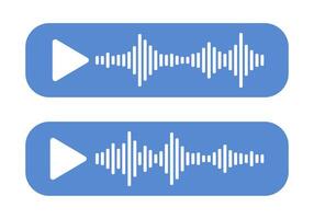 Audio record, podcast sound wave line, voice message interface design with play button. Equalizer icon. vector