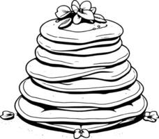 Stack Of Fluffy Pancakes Topped With Delicate Flowers Isolated On A Breakfast vector
