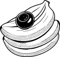 Stack Of Ripe Yellow Bananas Topped With A Single Fresh Blue Blueberry On vector