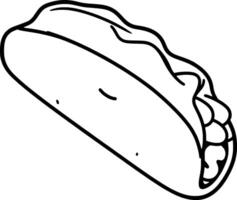 Simple Line Drawing Of A Delicious Taco Filled With Meat vector