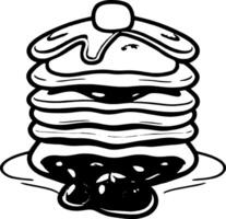 Stack Of Delicious Pancakes With Syrup Butter And Berries On A White Plate Isolated vector